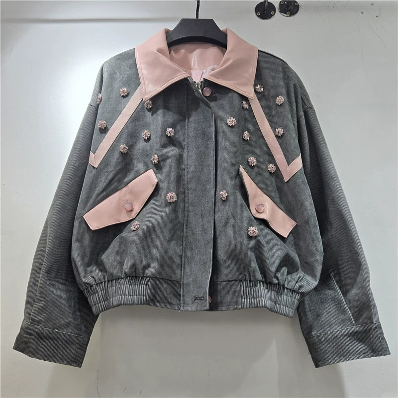 Leatherwork Flowers - 헤비 워크 비즈 꽃 장식 코듀로이