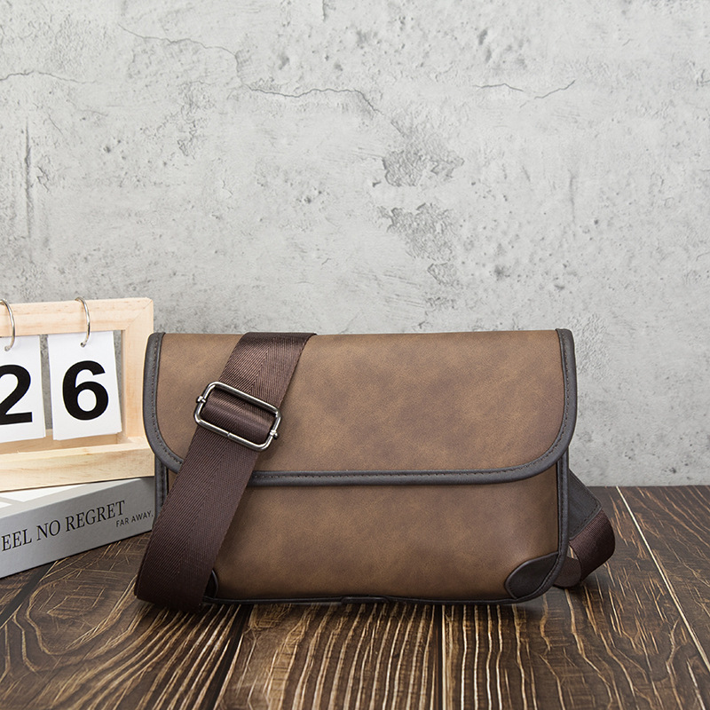 Leatherwork Letters - 남성용 명품 빈티지 숄더백 PU 가죽