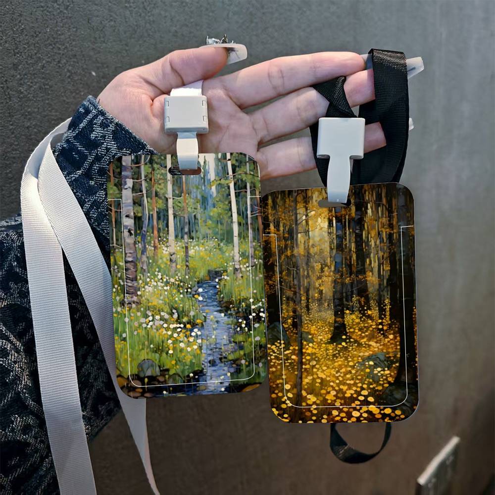 추상 꽃 현대 꽃무늬 인쇄 ID 카드 홀더 끈 커버 여 - Leatherwork Flowers 리뷰 및 가격