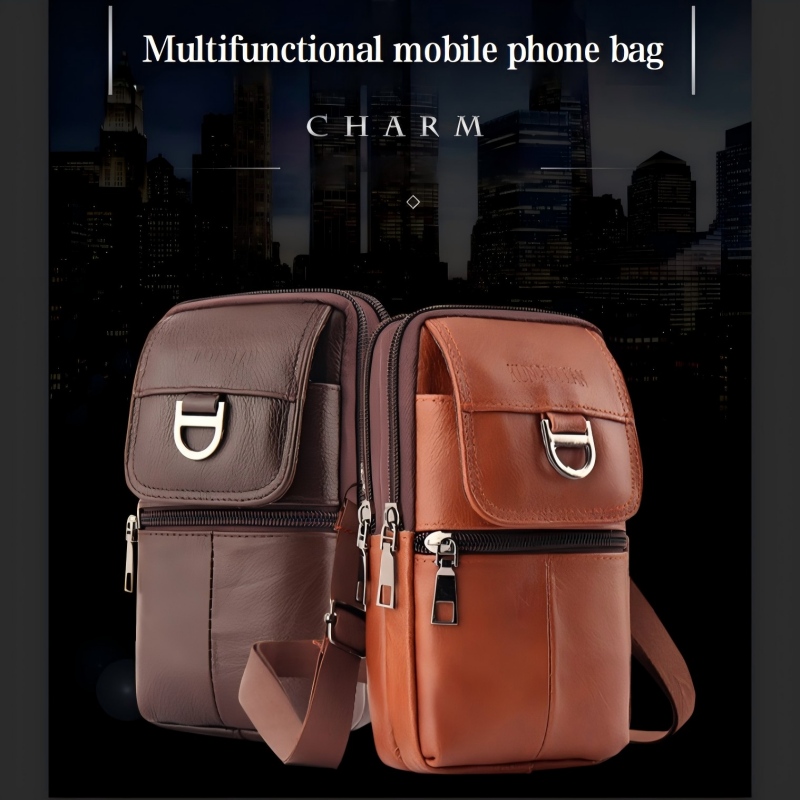 남성용 가죽 허리 가방 - 대용량 휴대폰 벨트 가방 - - Leather Work Bag Men 리뷰 및 가격