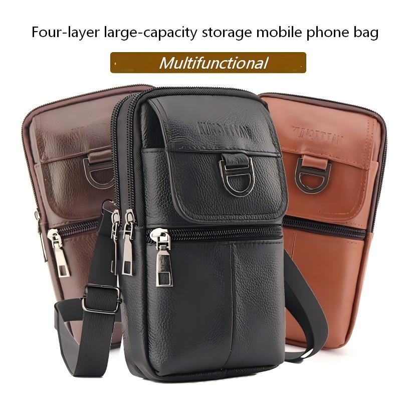 남성용 가죽 허리 가방 - 대용량 휴대폰 벨트 가방 - - Leather Work Bag Men 리뷰 및 가격
