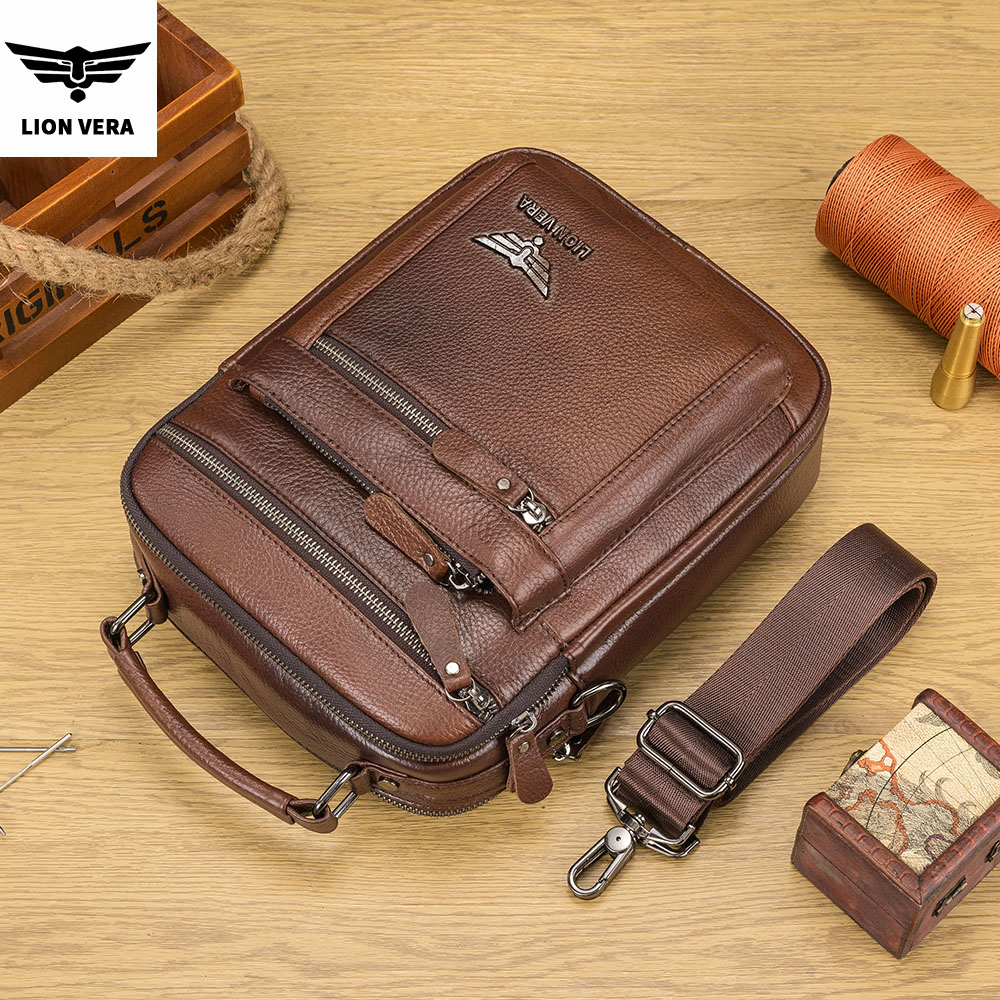 LION VERA 남성용 숄더백 캐주얼 휴대폰 지퍼백  - Leather Work Bag Men 리뷰 및 가격